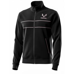 Messi by Robert Graham Mens Track Jacket Black Full Zip Athletic Jacket Size 2XL